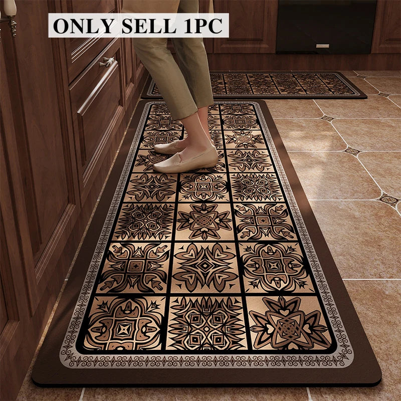 PVC Kitchen Floor Mat – Waterproof Non-Slip Retro Rug Kitchen Floor Mat HIP GU6483-P 1pc 50x160cm