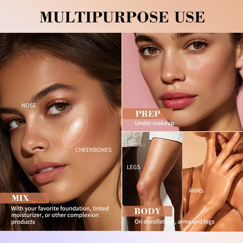 Highlight Foundation Glowy Super Gel Lightweight Dewy Multipurpose Llluminator Primer Moisturizing Nourish Non-Sticky Primer HIP