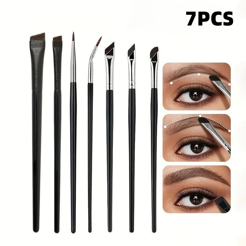 Sickle Eyeliner Brush Eyeshadow Blade Brush Detail Brush Diagonal Eyebrow Brushes Undereyelid To Sleeping Silkworm Makeup Tools HIP 7pcs