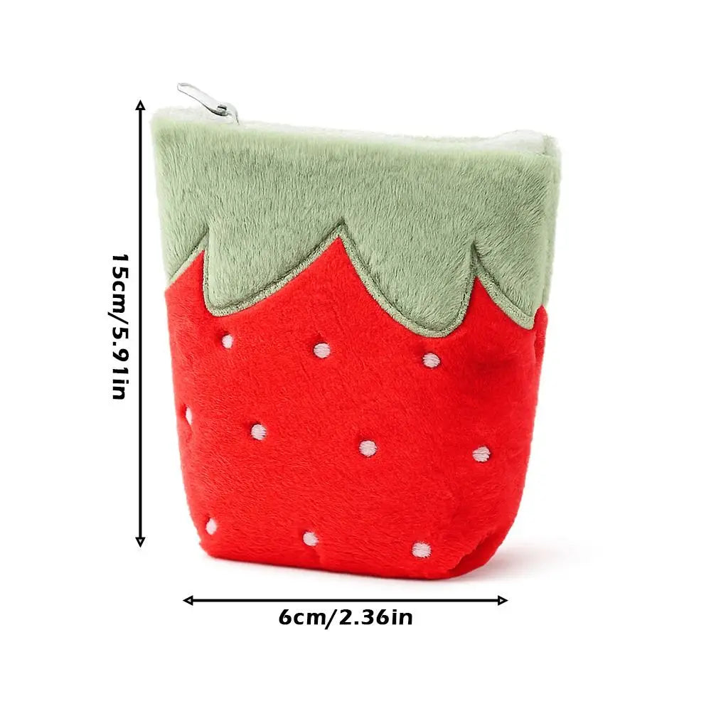 Strawberry Plush Pencil Case – Large Capacity Standing Pen Bag Plush Pencil Case HIP