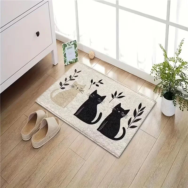Cat Print Non-Slip Machine Washable Doormat Rug Decorative Doormat Rug HIP