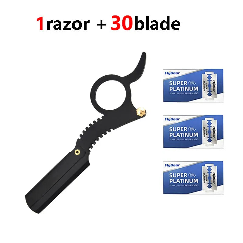 Stainless Steel Thumb Razor – Bald Head & Eyebrow Shaping Manual Thumb Razor HIP C619-1black 30blade