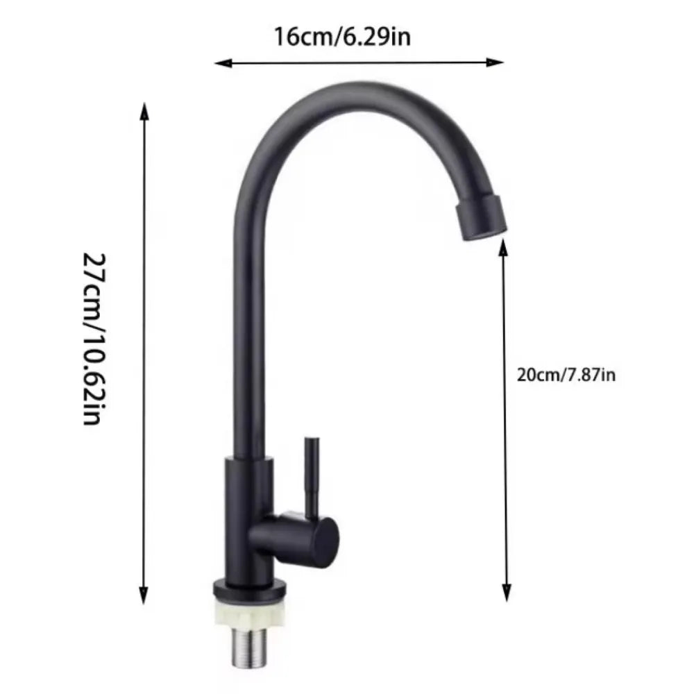Black Wall-Mounted Single Cold Water Tap – Kitchen & Bath Wall-Mounted Faucet HIP