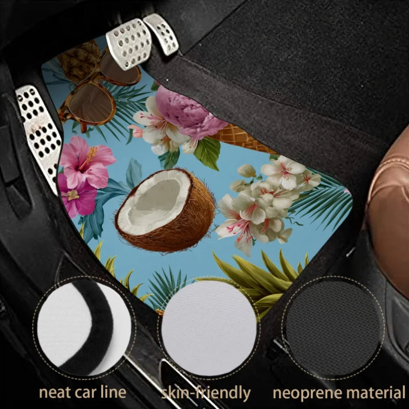 Tropical Car Floor Mats Set of 4 – Non-Slip Universal Fit Car Floor Mats HIP