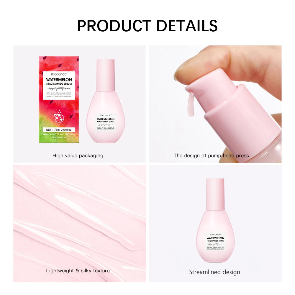 New Watermelon Glow Niacinamide Dew Drops Serum Makeup Primer Cream Lightweight Facial Serum & Priming Liquid Brightner HIP