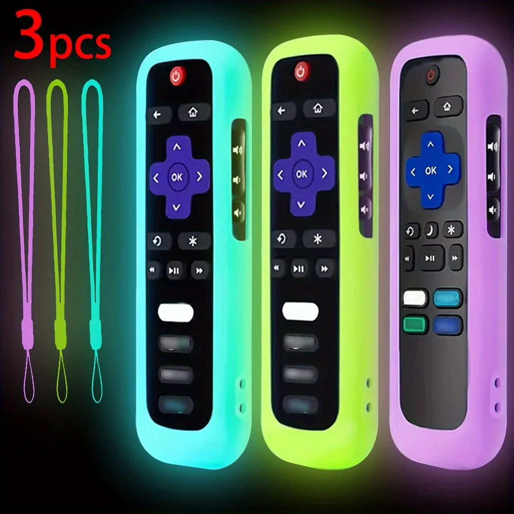 Glow-in-the-Dark Silicone Remote Cover – Roku, TCL & Hisense Remote Control Cover HIP 3pcs