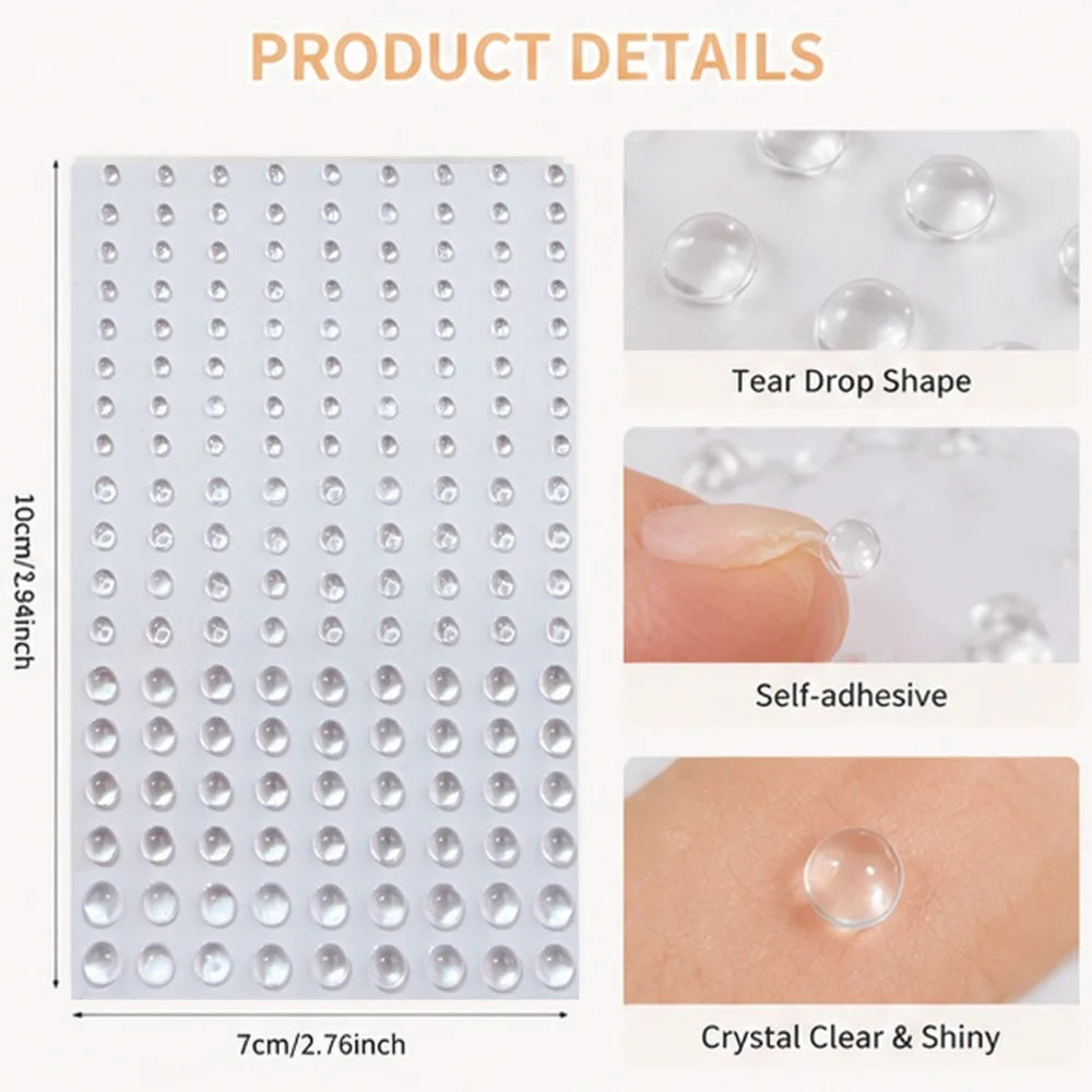 1/3Pc 3D Eyes Face Makeup Temporary Tattoo Self Adhesive Clear Water Drop Stickers Festival Body Art Decorations Nail Accessory HIP