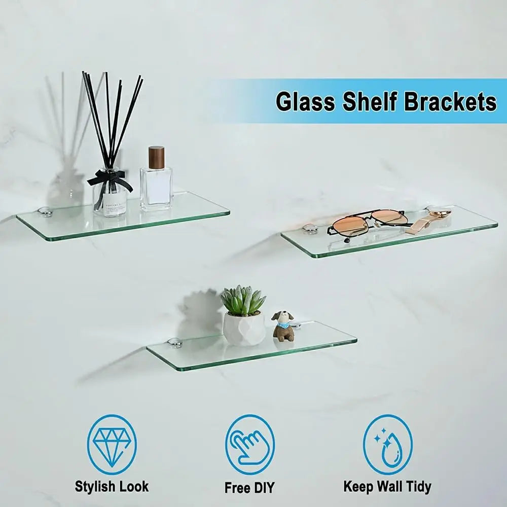 Adjustable Glass Shelf Brackets Stainless Steel Clamp 4-Pack Glass Shelf Brackets HIP