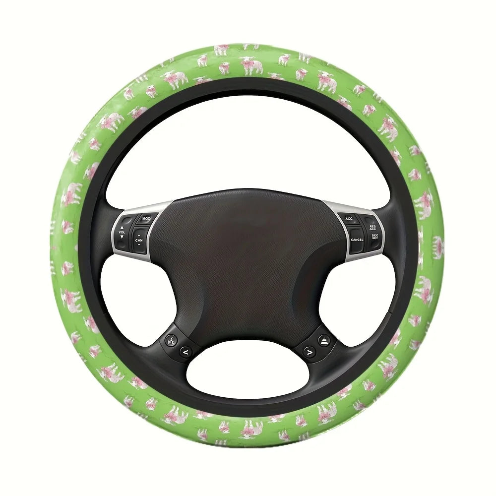Cute Lamb Pink Bow Steering Wheel Cover – Easter Car Gift Steering Wheel Cover HIP
