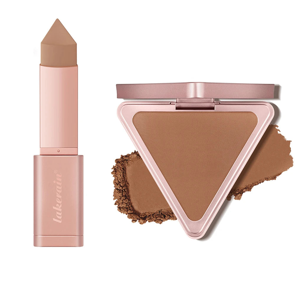 2pcs Matte Bronzer Setting Palette Setting Powder Cream Bronzer Stick For Face Contour Shading RLong Lasting Makeup Effect Water HIP set3