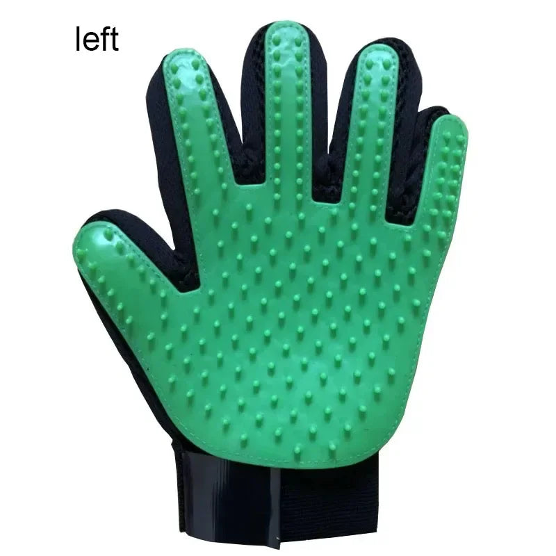 Silicone Pet Grooming Glove – Cat & Dog Hair Removal Pet Grooming Glove HIP C790-Green left