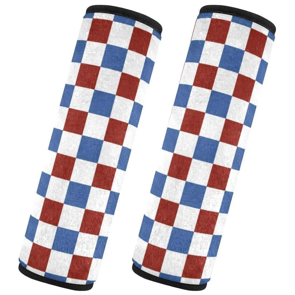 4th of July Plaid Car Seat Belt Covers – 2 Pack | Red & Blue Seat Belt Cover HIP black