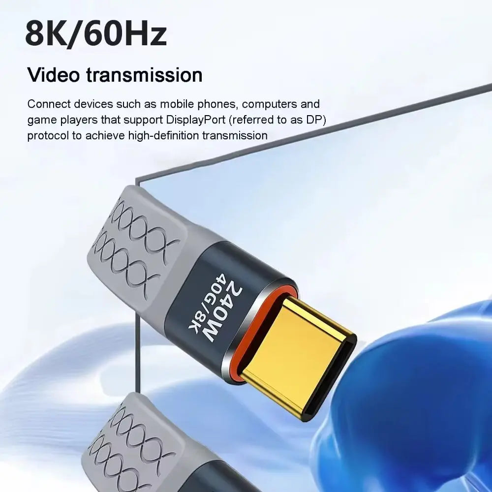 USB4.0 Flexible Cable – 240W PD, 8K 60Hz, 40Gbps | Short USB-C Data Cable HIP