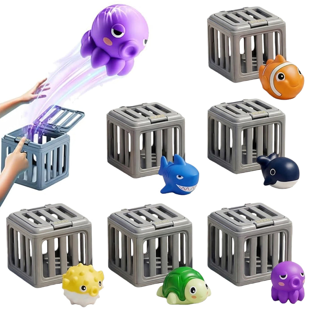 Kids Pool Diving Toys – 6 Animal Rescue Cage Set Pool Diving Toy Set HIP