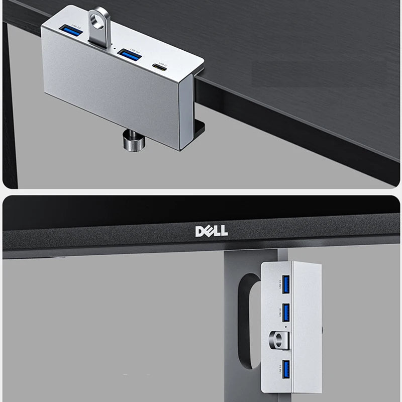 OULLX Aluminum USB-C 4-Port USB 3.0 Hub SD TF Card Reader Dock USB Hub Dock HIP