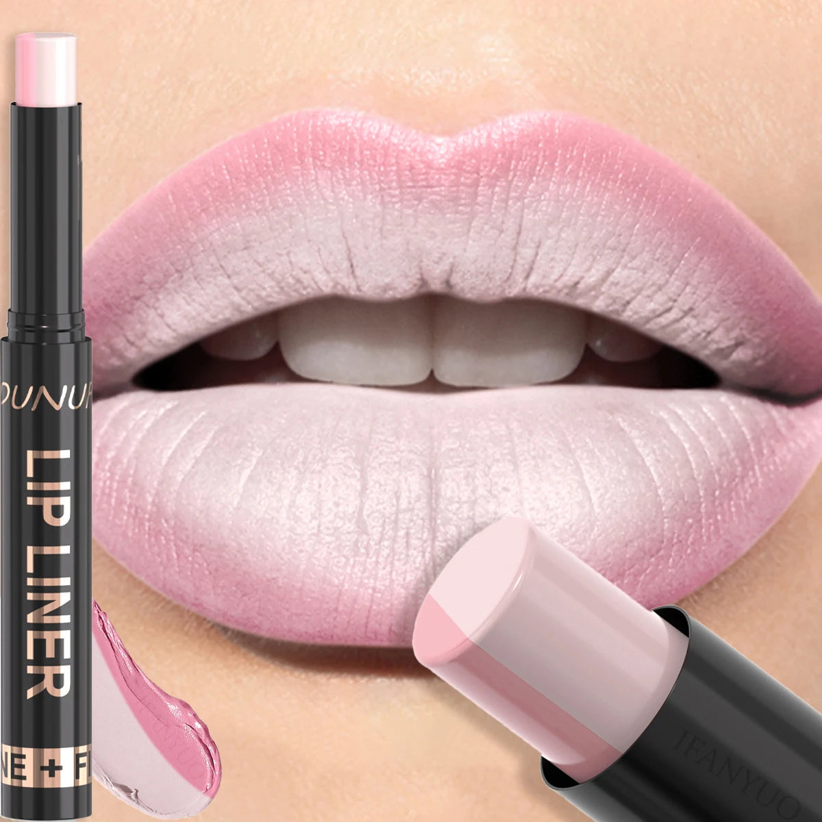 Two-Tone Gradient Lip Liner Lipstick Pen Matte Velvet Nude Pink Lip Makeup Long Lasting High Pigment Smooth Lip Contour Cosmetic HIP 06