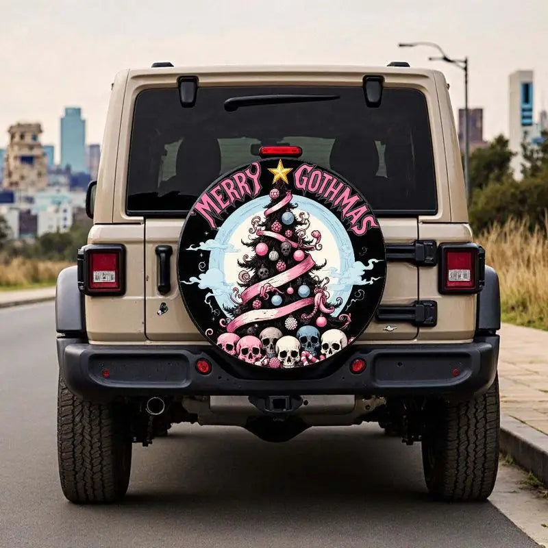 Gothic Christmas Tire Cover – Skull Santa Design for SUVs & Trucks Spare Tire Cover HIP