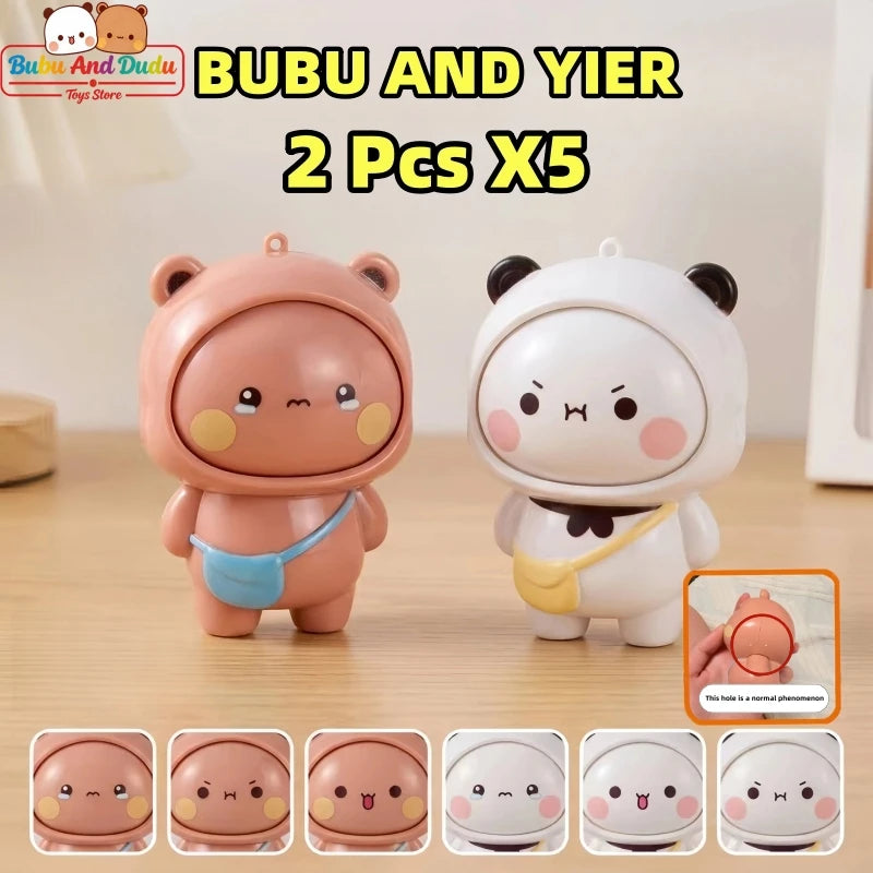 Panda Bubu & Dudu Face Changing Keychain Pendant Doll Collectible Pendant Doll HIP 2 Pcs X5