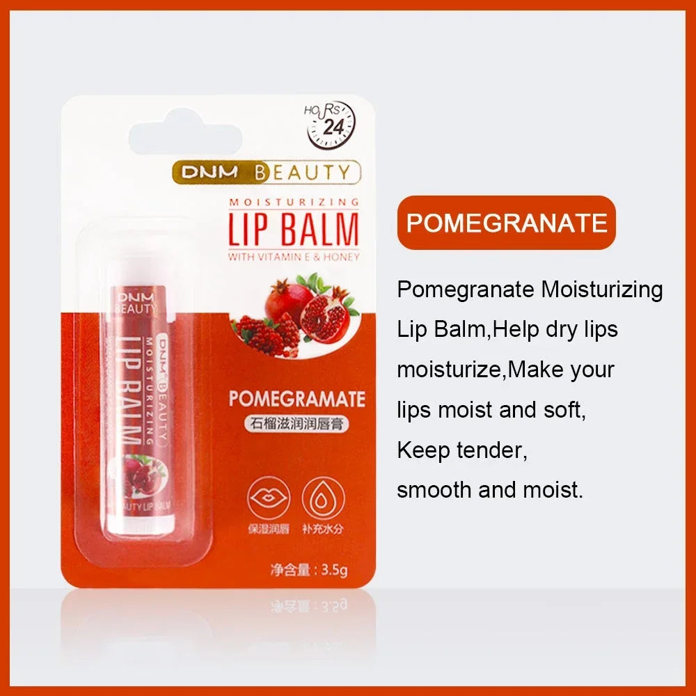 Fruit Lip Balm Winter Fashion Moisturizing Lip Oil Long-Lasting Clear Transparent Natural Aloe Lipstick Lip Care Lipstick Makeup HIP Pomegranate