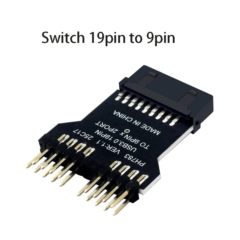 USB 3.0 19-Pin to Dual USB 2.0 9-Pin Splitter Adapter Cable USB Header Adapter HIP