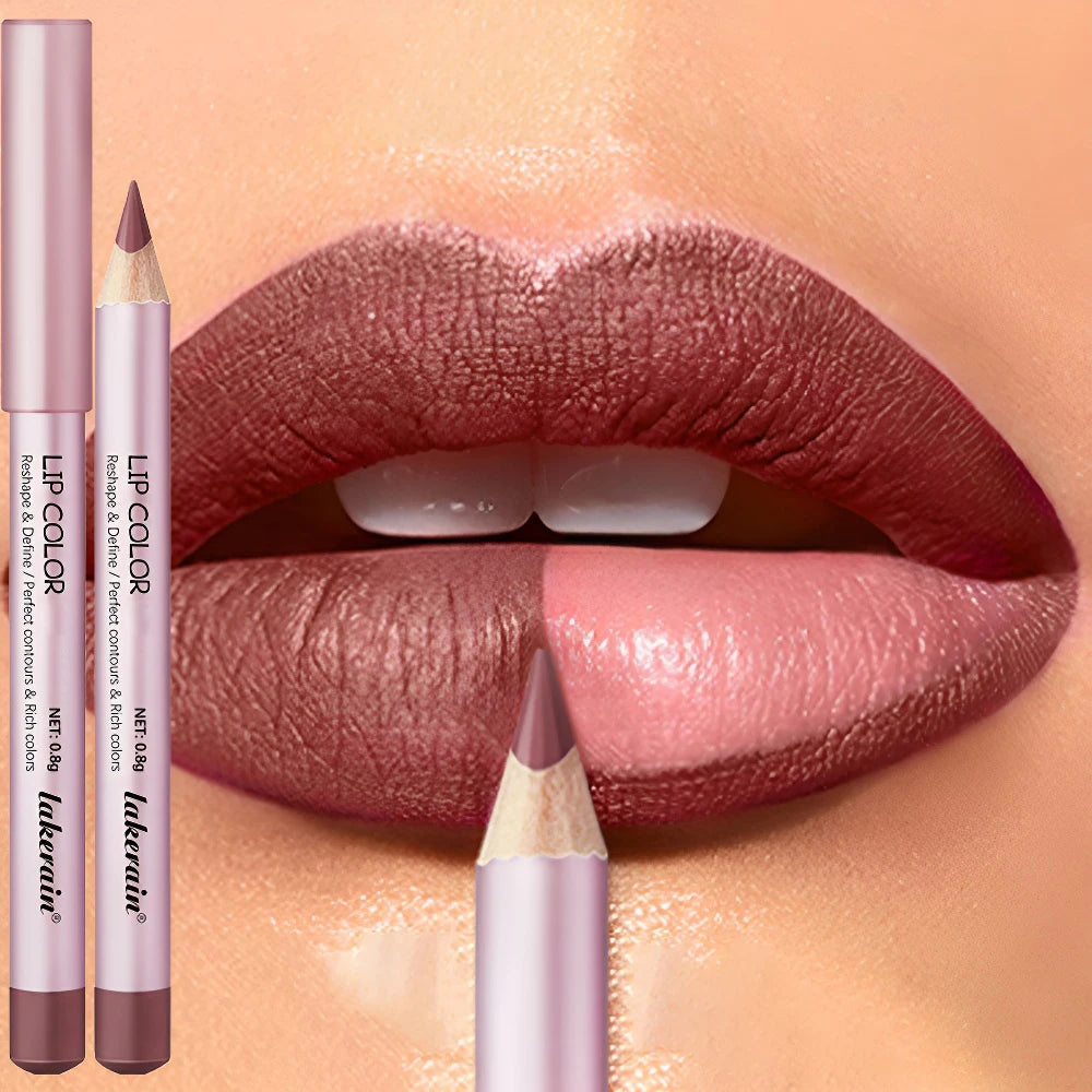 1/4Pc Mini Waterproof Matte Lipliner Pencil Pink Brown Contour Tint Lipstick Lasting Non-stick Cup Moisturising Lips Makeup Kit HIP 03-1Pc
