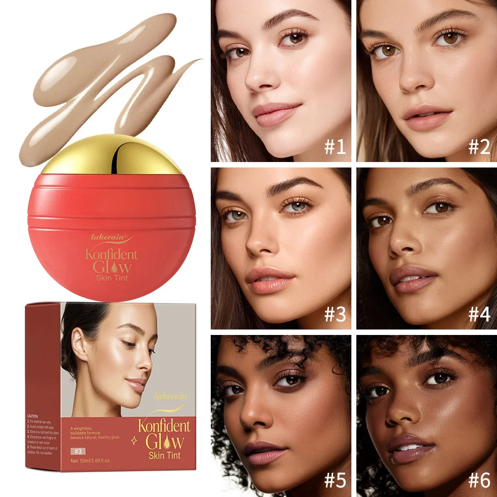 Konfident Glow Skin Tint Waterproof Hydrating Skin Foundation Coverage 30 ml Oil-Free Long - Lasting Glass-Skin Foundation Clean HIP