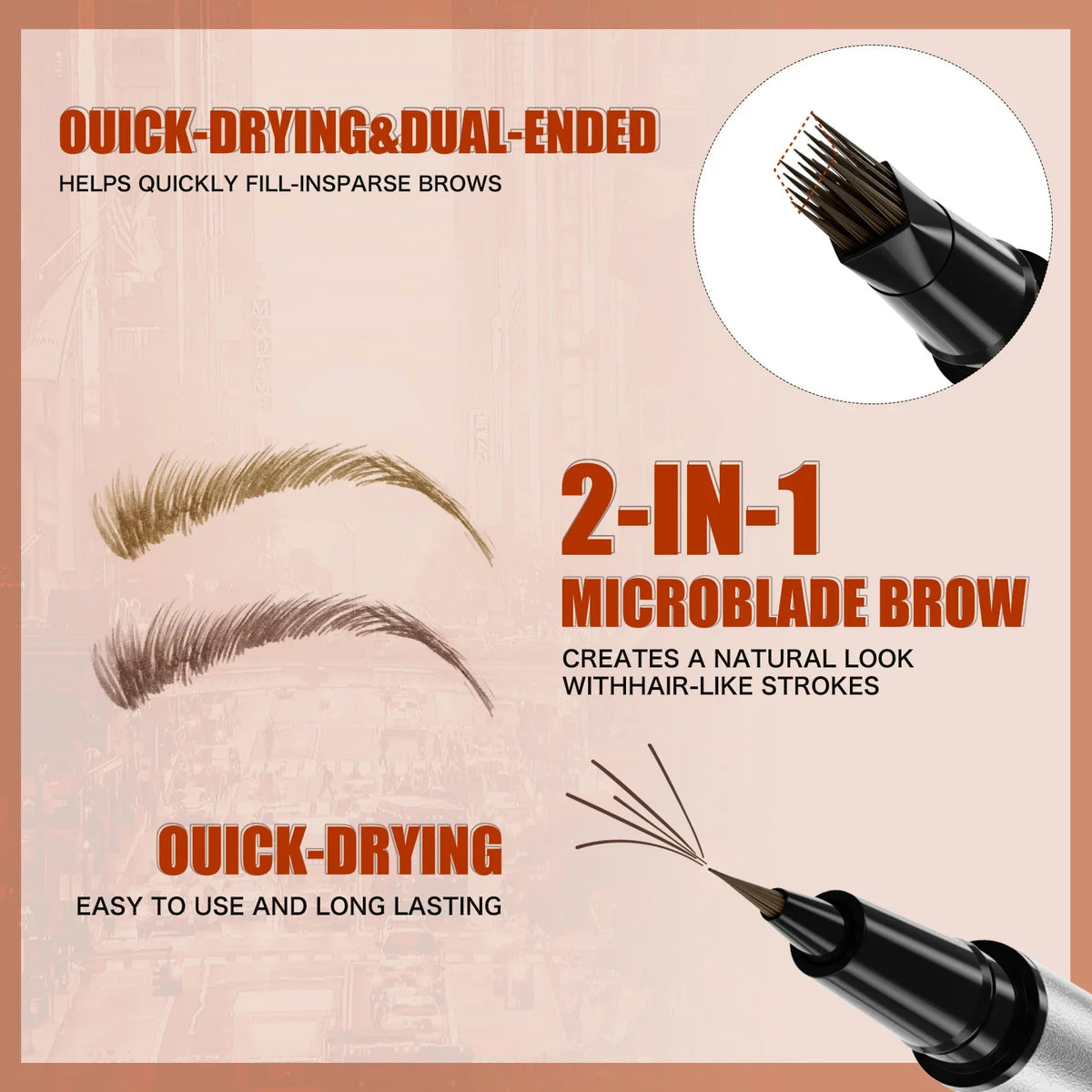 Dual-Ended Waterproof Eyebrow Pencil – 4D Microblading Liquid Pen Eyebrow Pencil HIP
