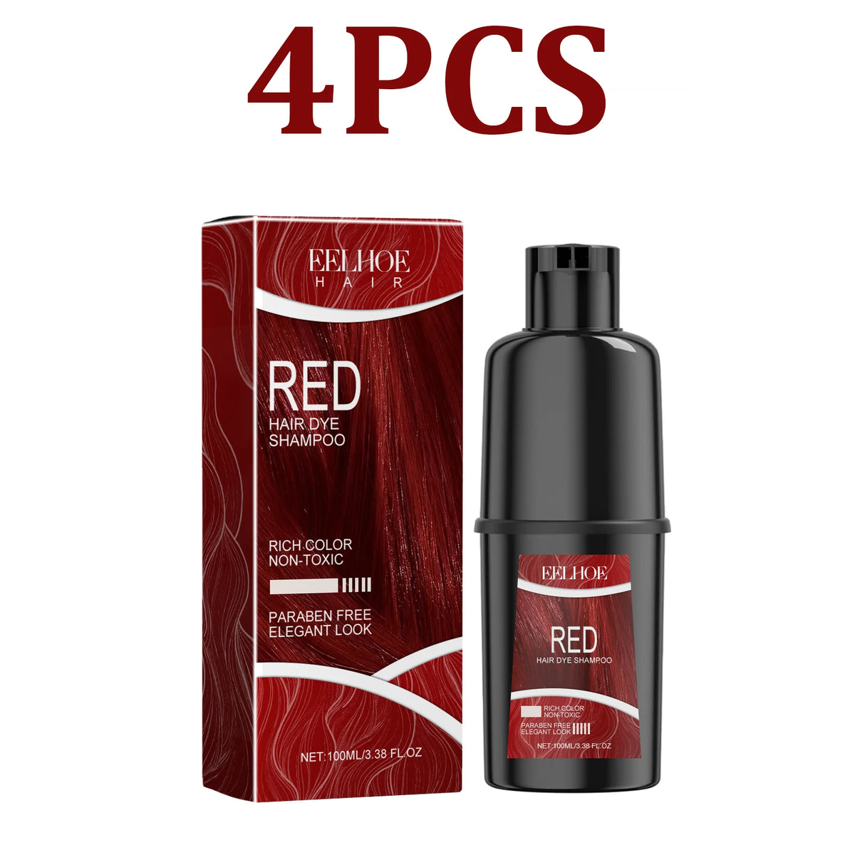 Red Herbal Hair Color Shampoo – Gray Coverage & Nourishing Hair Color Shampoo HIP 4PCS