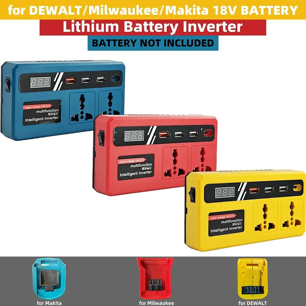 120W Battery Inverter 18V–21V to 220V AC with USB & Type-C Power Battery Inverter HIP
