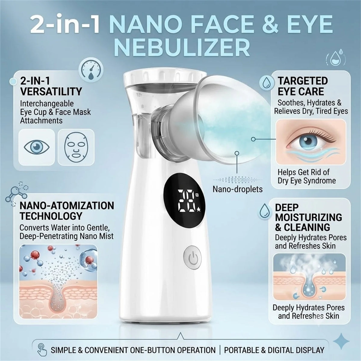 Fireurus Handheld Eye Mist Atomizer – Moisturizing Eye Steamer Eye Mist Steamer HIP