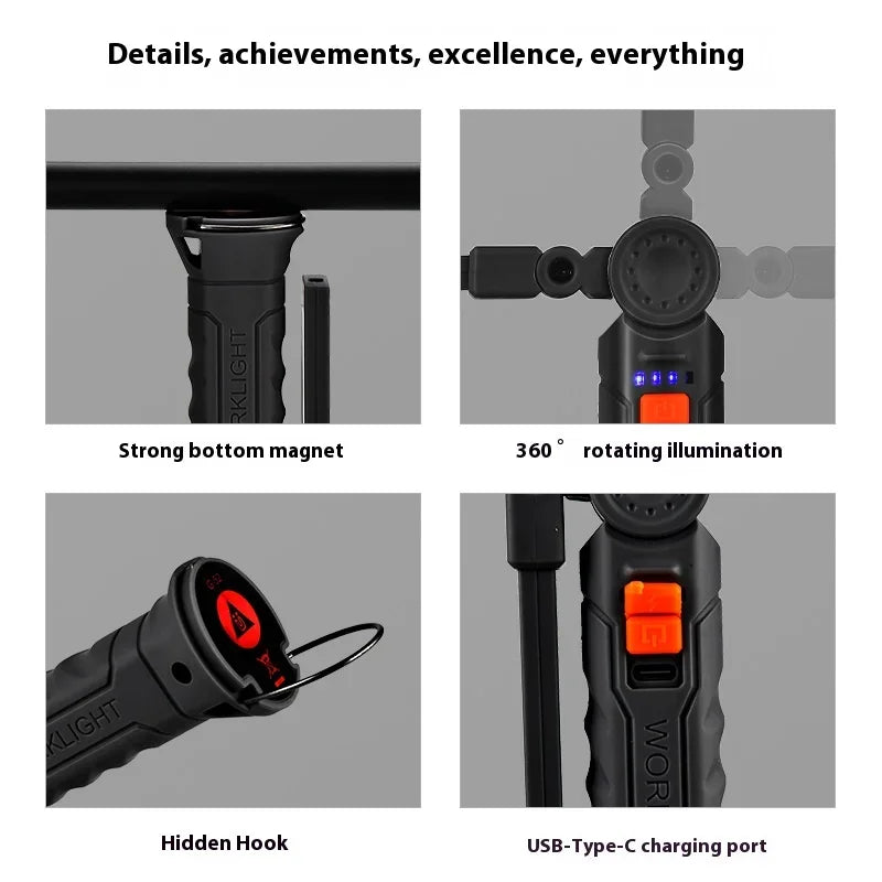ESMARTER 450LM COB LED Work Light – USB-C Magnetic Flashlight LED Work Light HIP