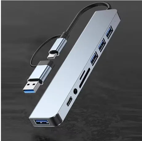 8 in 2 USB C Hub Multi Port Docking Station With USB3.0 SD TF Card Reader Adapter for Laptop Tablet Phone Office Daily Work HIP 8 IN 2