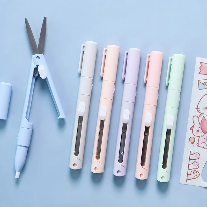 Mini 2-in-1 Pen Scissors & Paper Cutter – Portable DIY Tool Portable Craft Cutter HIP