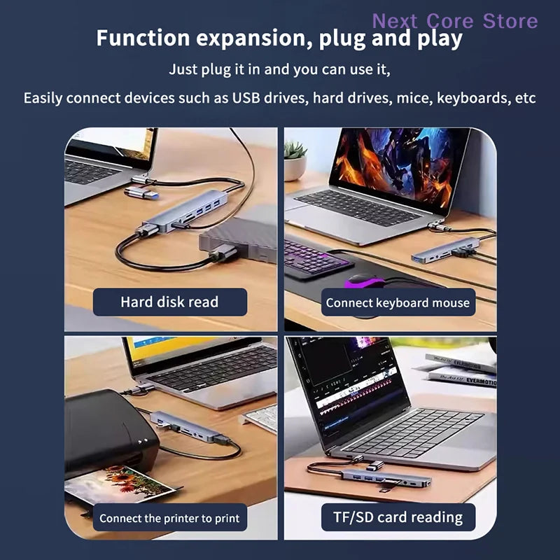 8-in-1 USB-C Hub – Audio Jack, TF Card Reader & USB 3.0 USB-C Hub Adapter HIP