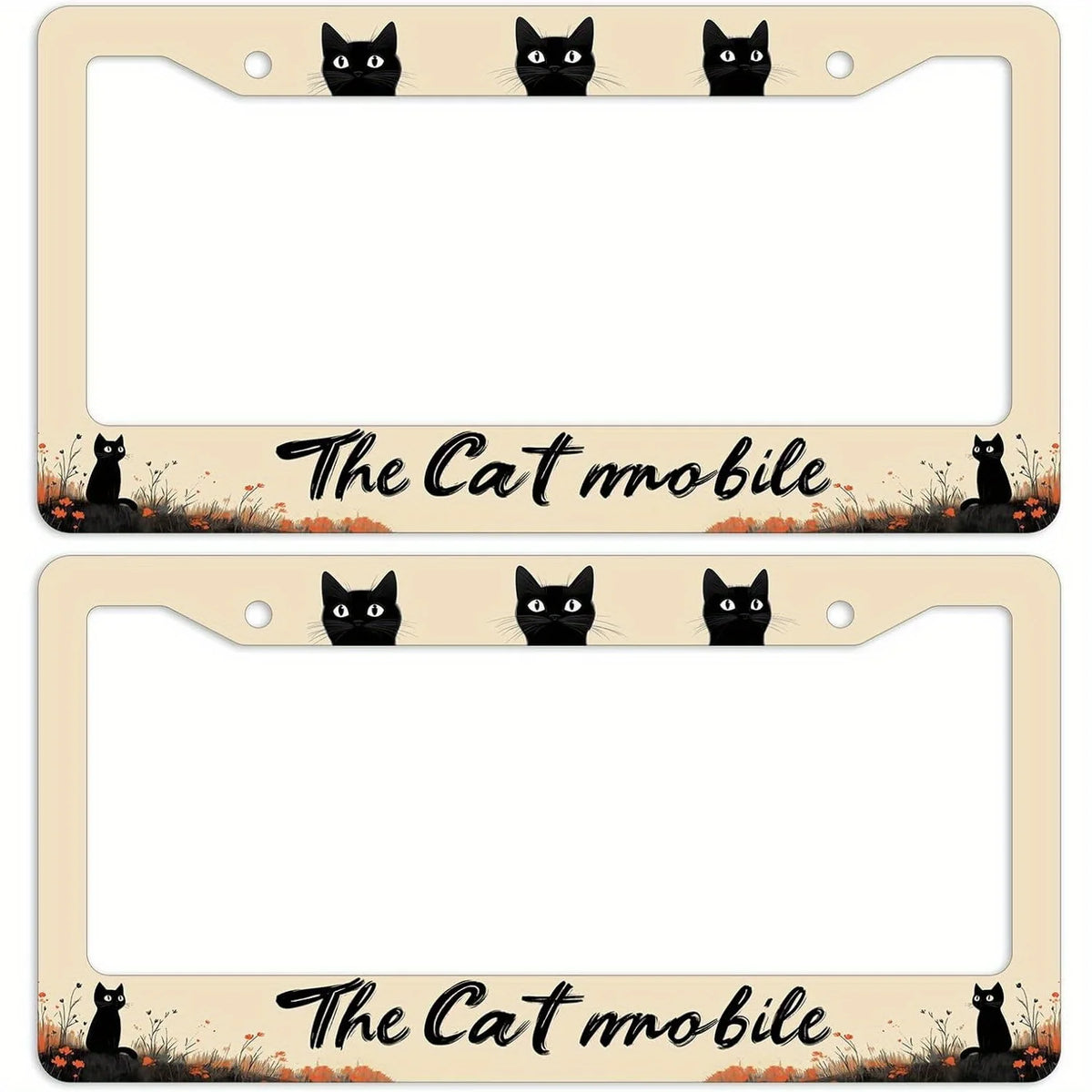 2-Pack Black Cat License Plate Frames – Funny Cat Lover Gift License Plate Frame HIP