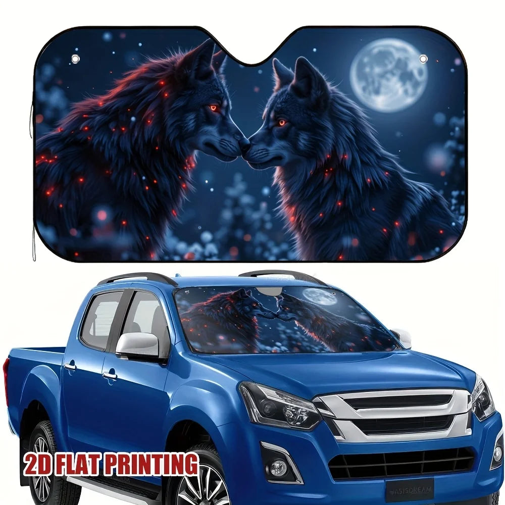 Wolf Windshield Sunshade – Universal Car Sun Blocker Car Windshield Sunshade HIP M