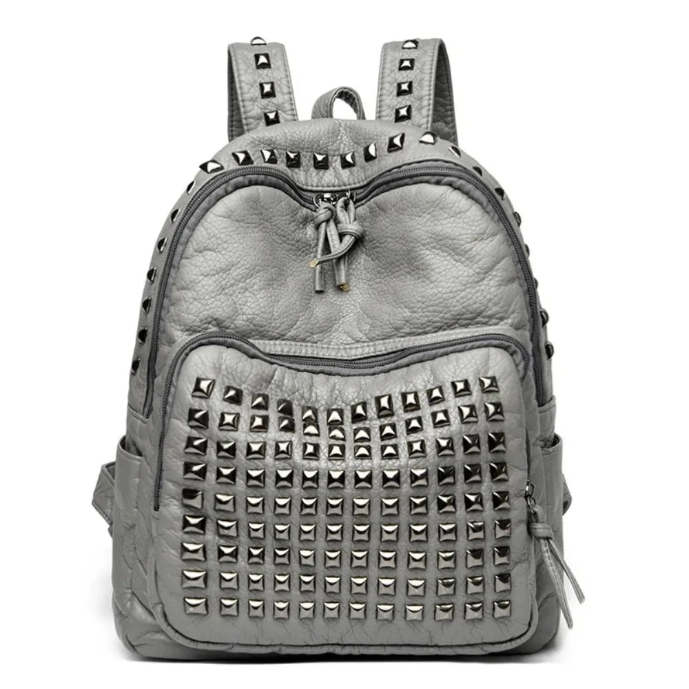 Luxury Rivet Punk PU Leather Backpack – Unisex Large Capacity PU Leather Backpack HIP