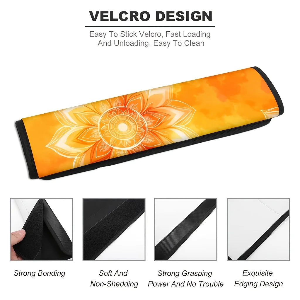 2-Pack Lotus Pattern Car Seat Belt Covers – Orange & White Seat Belt Cover HIP