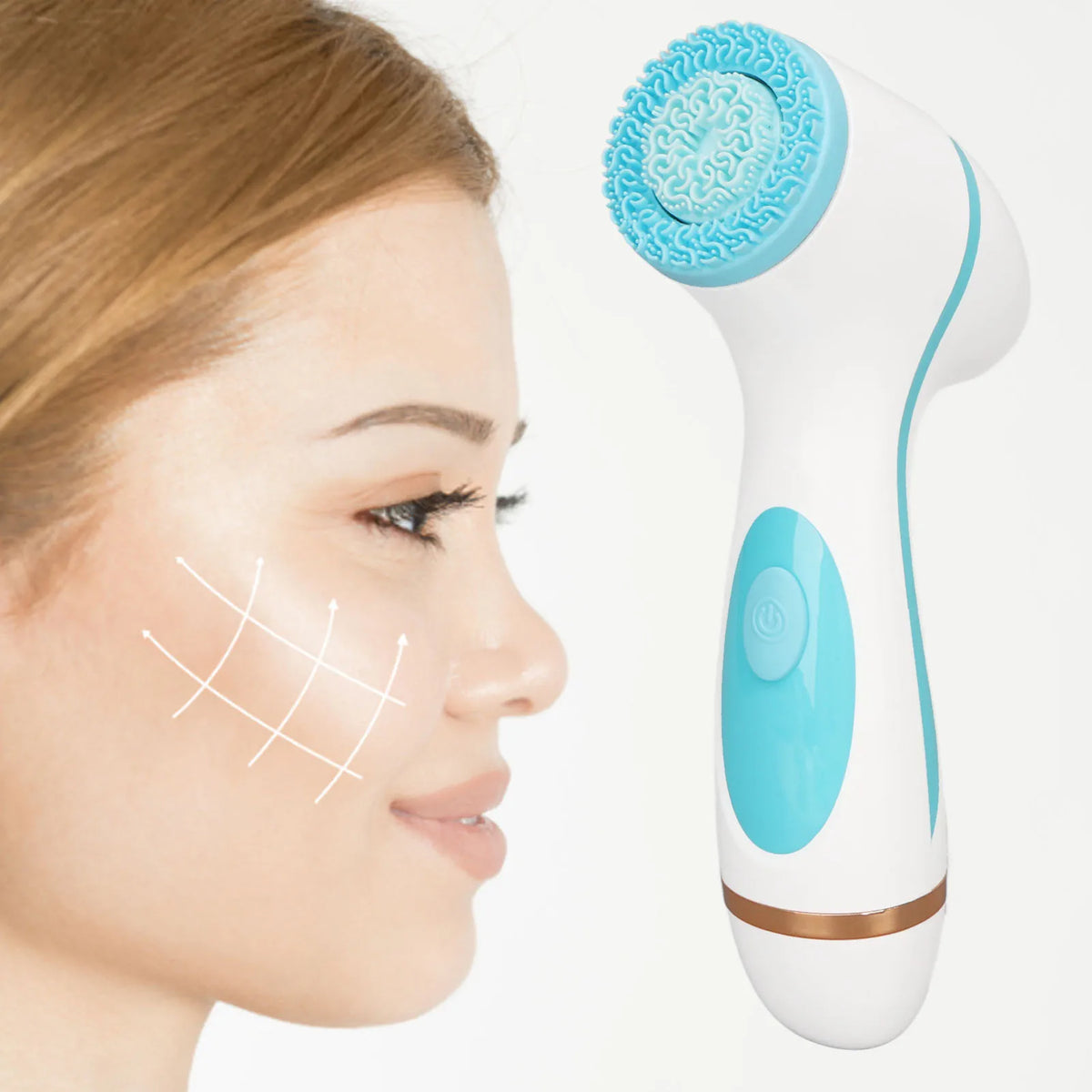 Facial Electric Cleaner Rechargeable Silicone Massage Cleansing Face Brush with Heads HIP