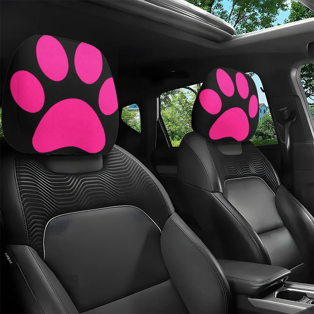 2-Pack Pet Paw Print Car Headrest Covers – All-Weather Car Headrest Covers HIP