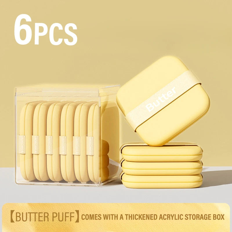 Butter Puff Air Cushion Biscuit Super Soft Becomes Bigger When Encountering Water Liquid Foundation Makeup Tool Is Double-sided HIP 6Pcs With Box