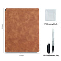 Reusable A4 Whiteboard Notebook – PU Leather with Pen & Eraser Reusable Whiteboard Notebook HIP Brown