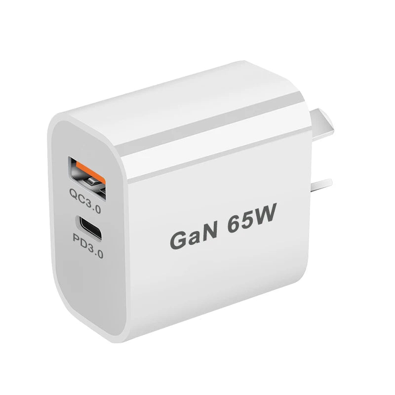 65W USB-C Wall Charger Dual Port PD3.0 & QC3.0 Fast Charging USB-C Wall Charger HIP