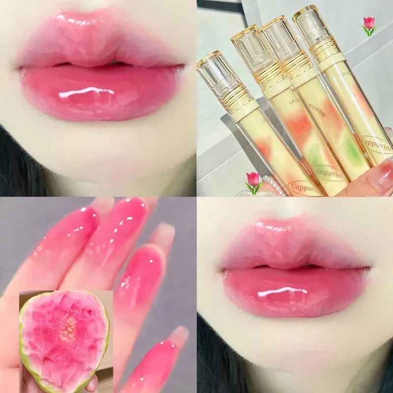 Nude Tea Translucent Oil Lip Tint Korean Makeup Ice Transparent Lip Glaze Water Light Lip Gloss Lips Jelly Mirror Glass Lipstick HIP