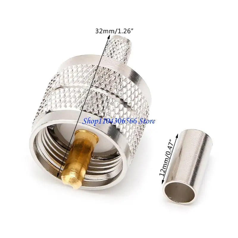 10-Pack UHF Male PL259 Crimp Connectors – RG58 RG142 LMR195 RF Coaxial Connector HIP