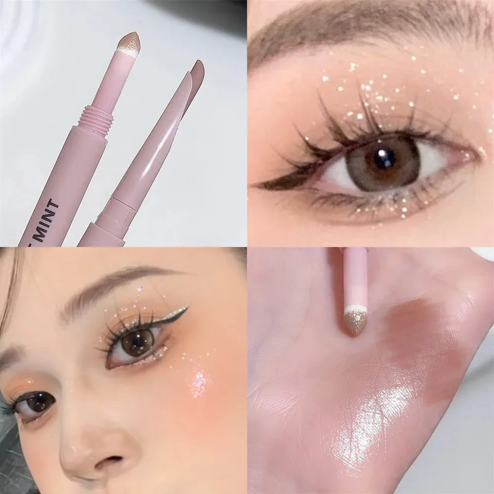 Double-end Lying Silkworm Eyeliner Pencil Diamond Glitter Matte Aegyosal Pen Brightening Cream Shadow Highligher Eye Makeup HIP 04- SWEET MINT