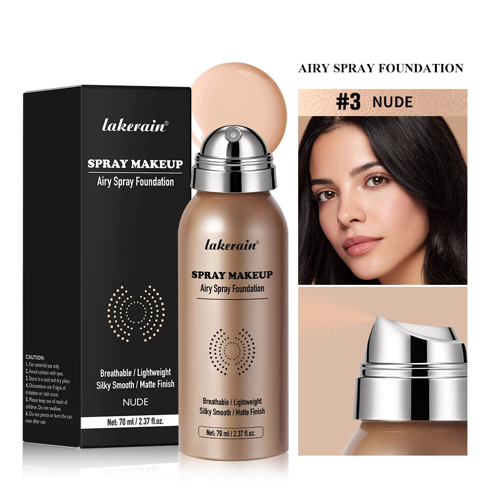 2pcs Spray Foundation With Brush Magic Airbrush Makeup 70ml Long Lasting Water proof Oil Control Matte Full Coverage HIP