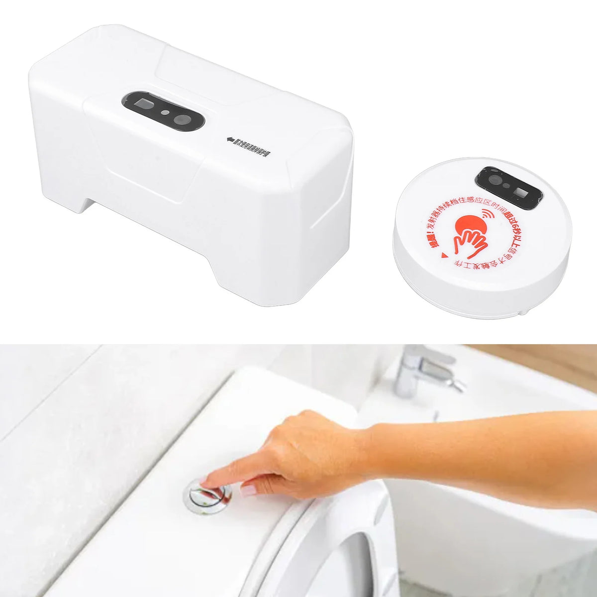 Automatic Toilet Flusher Touchless Toilet Flush Kit USB Rechargeable Versatile 20cm Sensing Distance IPX6 Water Proof for Home HIP