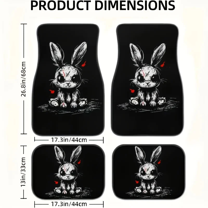 4-Piece Gothic Rabbit Car Floor Mat Set – Front & Rear Car Floor Mat Set HIP