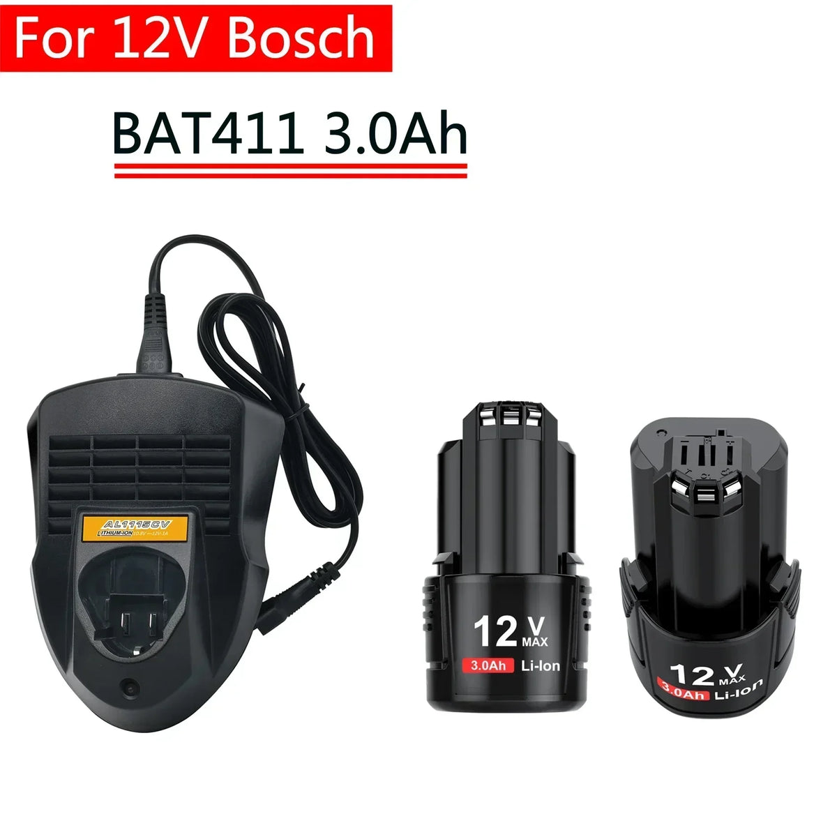 Bosch 12V Replacement Battery 3000mAh Li-Ion BAT411 BAT412 Power Tool Battery HIP